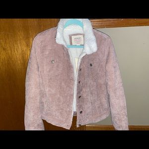 Ashley sunrise collection pink corduroy fuzzy jacket size medium never worn